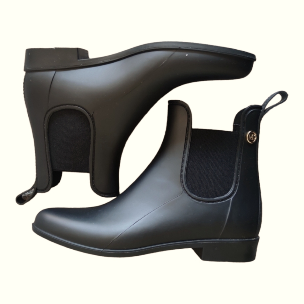 Michael Kors Matte Black Ankle Rain Booties